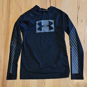 Under Armour Kid's L Heat Gear Black and Gray Long Sleeve Tee